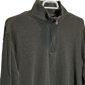 Izod men's size XL 1/4 zip gray/green herringbone pattern pullover sweater